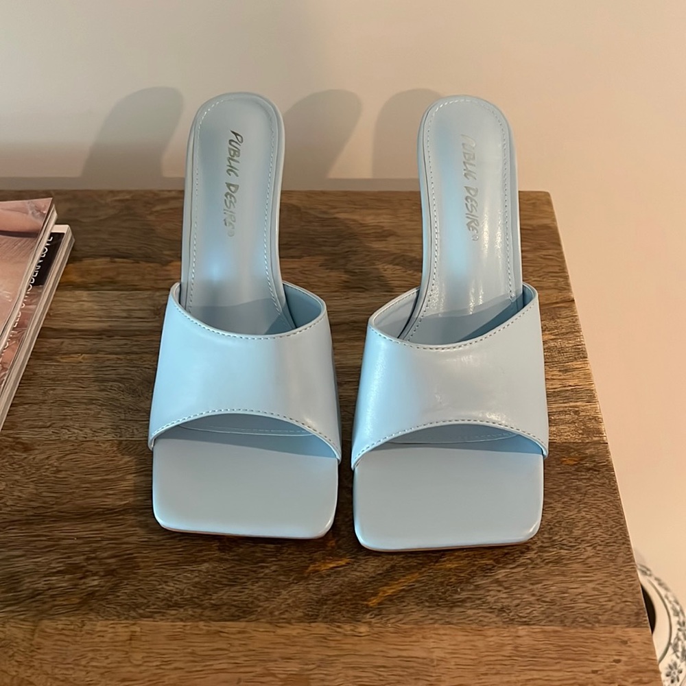 BRAND NEW PUBLIC DESIRE LIGHT BLUE MULES